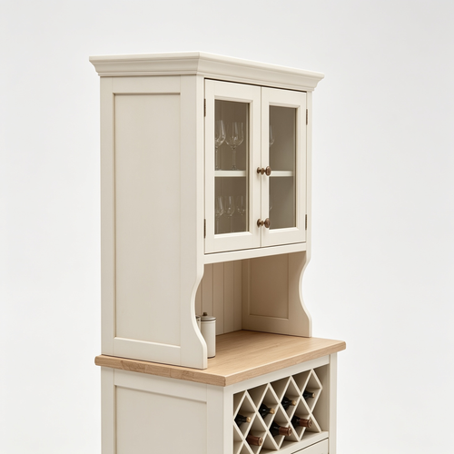 UrbanFurnCoq.com Coffee Bar Cabinet with Storage and Wheels - Corner Coffee Station Cart with Drawer, Mug Hooks, Sign, and Bakers Rack for Kitchen, Dining Room, and Living Room Nook