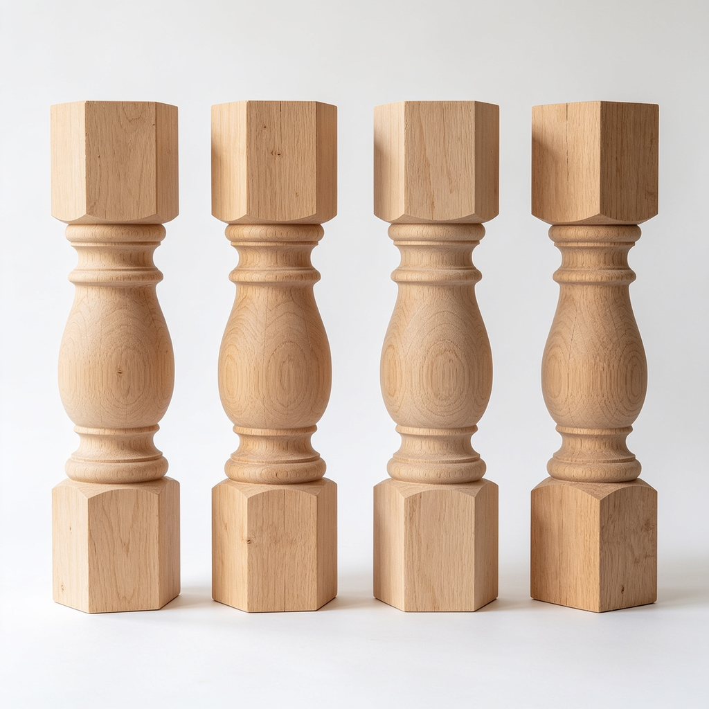 UrbanFurnCoq.com 29x3.5x3.5 Inch Wooden Chunky Farmhouse Table Legs, Set of 4 Solid Wood Massive Unfinished Turned Replacement Countertop Legs Kitchen Island Cabinet Columns for Bench Coffee Table Dining Table
